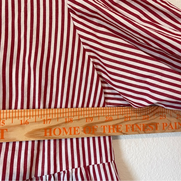Velvet Heart Striped Top sz Medium Red White Bow Front Cropped Puff Sleeve - Picture 7 of 9